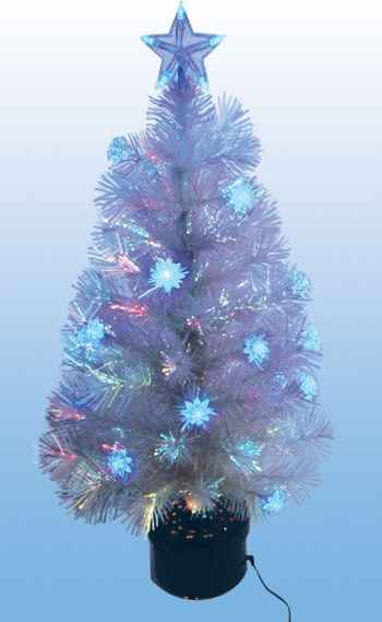 елка световод снежок 120 см,  новогодняя елка, елка со световолокном, канадская, фиброоптика, елка, искусственная елка, елка с фиброоптическим световолокном Снежок,  120 см, с голубыми цветками Е70124, Ёлки, светодиодная елка
