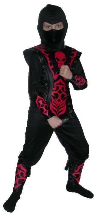 роскошный карнавальный костюм Ниндзя, Ниндзя Красный Огонь, с отделкой из искусственной кожи. Детский карнавальный костюм для мальчика, костюм Ниндзя детский, костюм ниндзя Красный Огонь на 11-14 лет, рост 130-140 см, фирма Snowmen, артикул Е70821-3. Костюм ниндзя купить, куплю костюм ниндзя, костюмы ниндзя для мальчиков