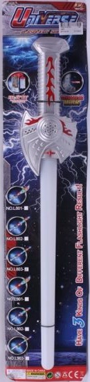 Меч космический, светящийся лазерный меч, игрушечное оружие на батарейках со светом и звуком,  на картонке, код 158548, артикул L803 T810-H24001, фирма Лапландия