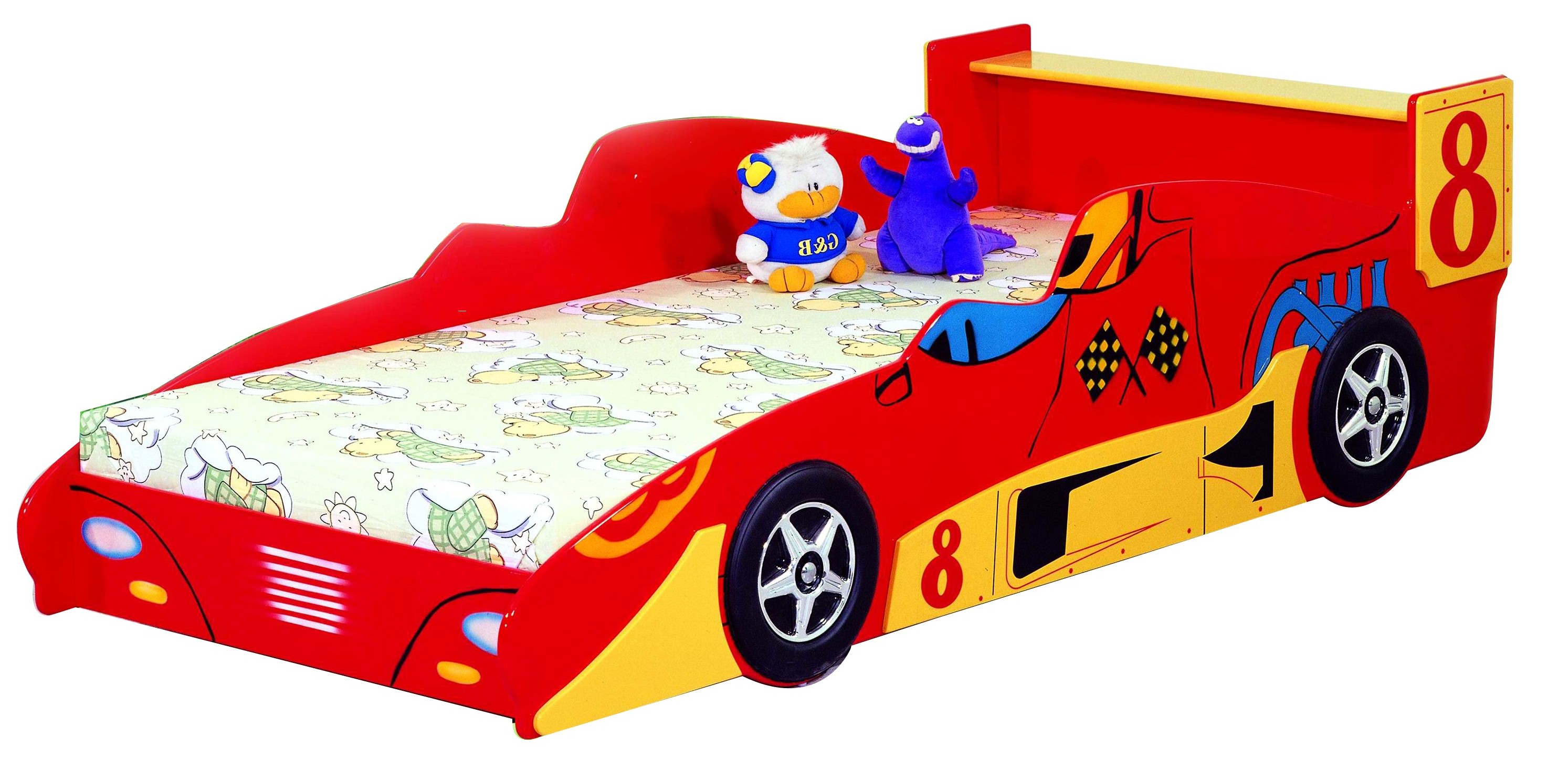 Детская кровать - Гоночная машина Формула 1 -  Racing Car F1, артикул 350, кровать для ребенка в возрасте от 3-х до 16 лет, кровать машина из МДФ, цвет красный