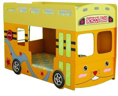 двухъярусная детская кровать - Школьный автобус кровать для двух детей от 3 до 16 лет, материал МДФ, цвет желтый