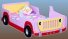 Кровать - машина для девочек Джип Кабриолет - Романтическое путешествие, материал МДФ, цвет розовый с красным, кокосовый матрас в комплекте, размер спального места 190х90 см