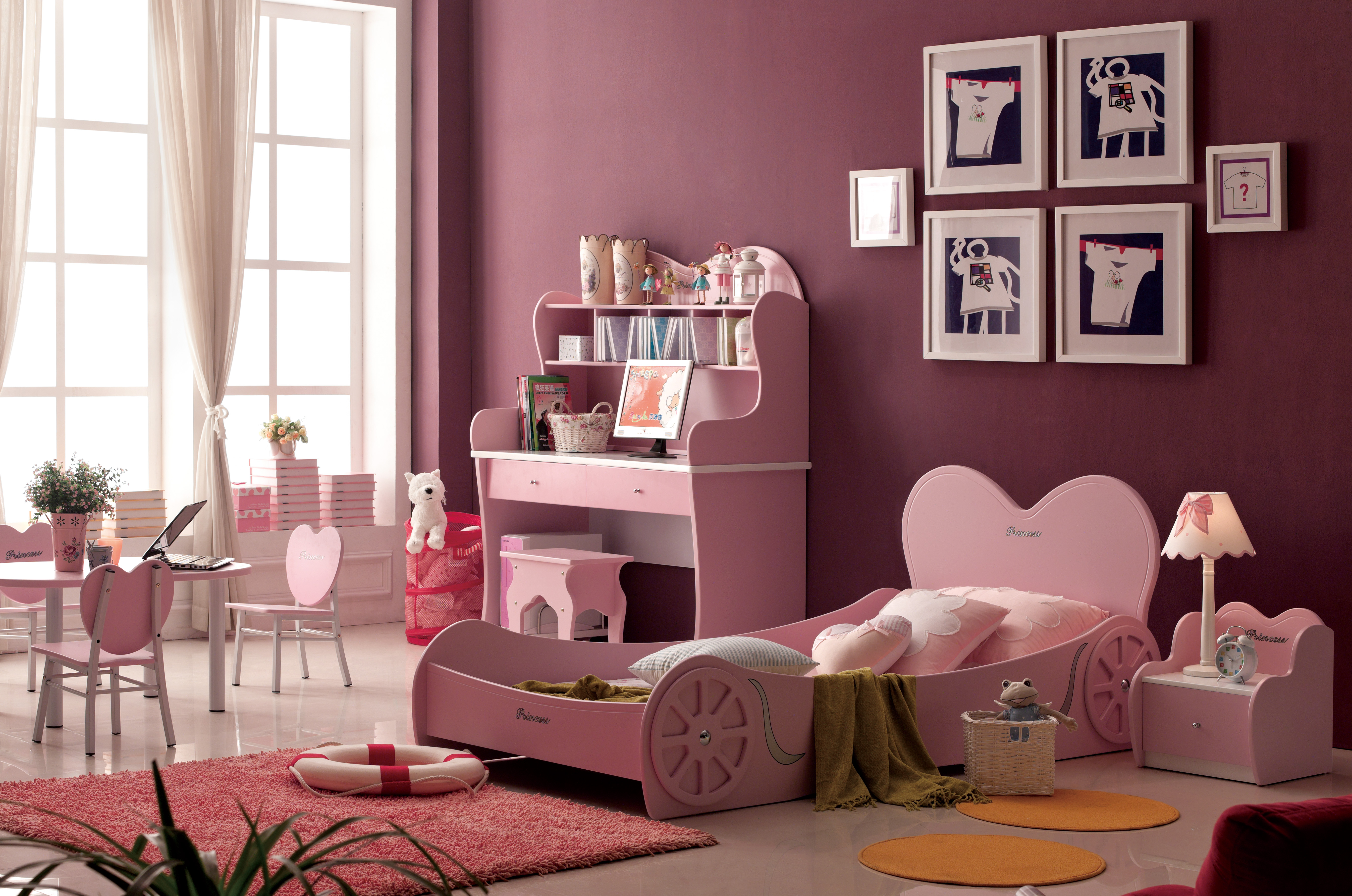 Кровать карета Любимая Принцесса, материал МДФ, цвет розовый, размер ложа 190х90 см