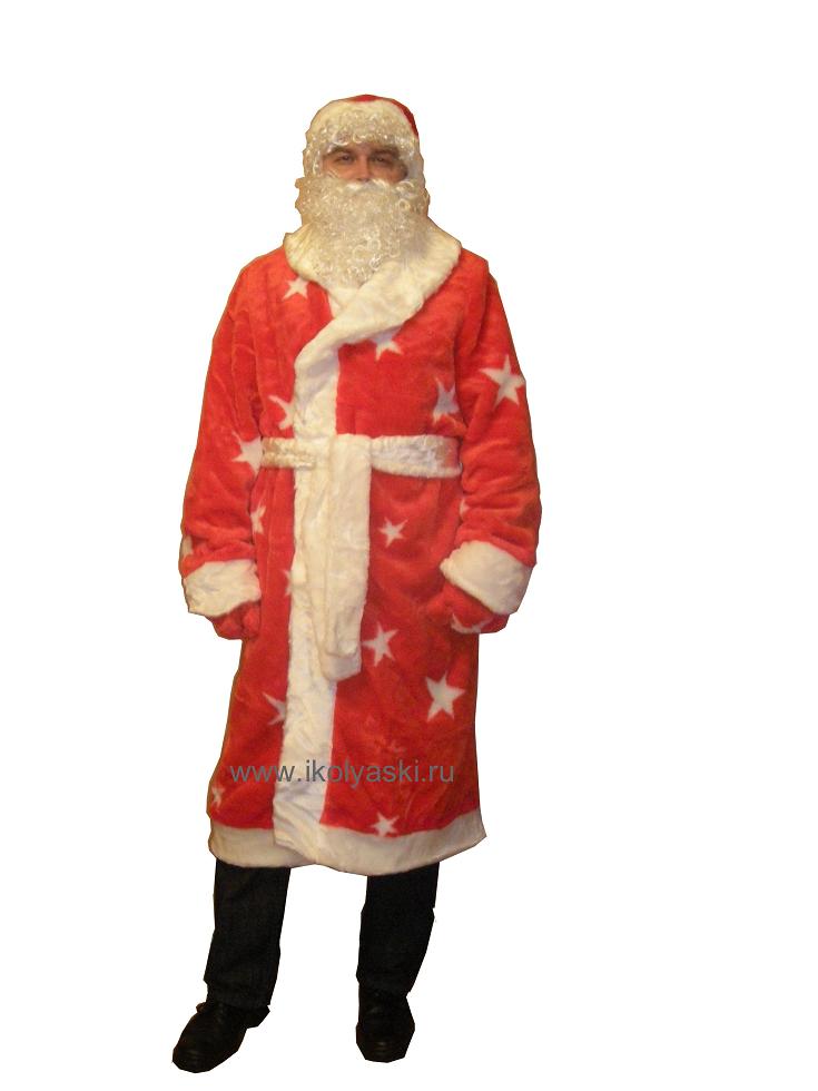 Карнавальный новогодний костюм Деда Мороза красный 