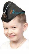 Детская пилотка черная с кантом, детская военная пилотка, пилотка ВМФ, шапка пилотка для мальчика и для девочки, размер 53-55 см