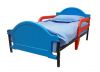 Детская кровать от 2 лет, детская кровать Джуниор в комплекте с постелью, кровать тоддлер, ложе 130х70 см, цвет ГОЛУБОЙ С КРАСНЫМ
