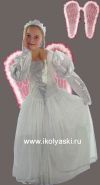 Детский карнавальный костюм Царевны-Лебедь, в комплекте с крыльями Е91181, артикул 8765-M, на 7-10 лет, на рост 120-130 см, костюм царевны лебедь детский, костюм царевны лебедь с крыльями