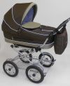 Коляска для новорожденных Little Trek LUXE коллекция НОВАЯ, шасси СУПЕР, колеса дутые, мет.,  хром, подшипники. Самая легкая спальная коляска для новорожденного, коляска-люлька