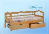 Детская кровать Жасмин с бортиком и 2 ящиками, детская кровать от года, кровать от 3 лет, детская деревянная кровать, кровать из натурального дерева, купить детскую кровать, детская кровать с бортиками