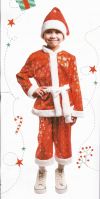 Костюм Санта-Клаусенка для детей. Детский карнавальный костюм из искусственного меха Санта Клаус. Фирма Остров игрушки.