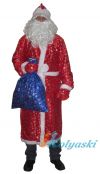 Костюм Деда Мороза красный с серебряными снежинками,  новогодний профессиональный костюм Деда Мороза, костюм деда мороза с мешком, купить костюм деда мороза, костюм деда мороза купить, интернет магазин костюм деда мороза, костюм деда мороза и