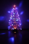 Новогодняя искусственная светодиодная елка с фиброоптическим световолокном Снежок, белая ёлка, высотой 150 см, с голубыми цветками, диодными лампами LED,  верхушка в виде прозрачной звезды, артикул Е70126, светодиодные елки, купить