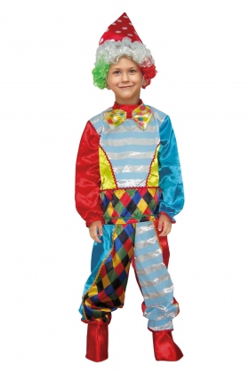Детский карнавальный костюм Клоуна с париком. Детский карнавальный костюм Клоуна с париком, купить костюм клоуна, детский костюм клоуна, купить детский костюм клоуна, костюмы клоунов детские
