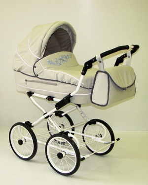 Детская коляска Little Trek Angel - Литл Трек Ангел, спальная классическая люлька для новорожденного, красивая светлая коляска с вышивкой, с мягкими рессорами, на больших колесах, зимняя коляска