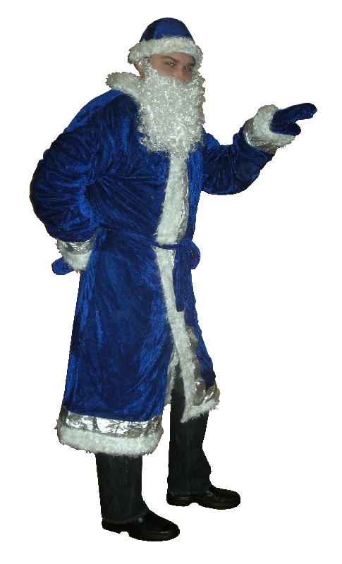 Костюм Деда Мороза, Морозко, новогодний карнавальный, маскарадный костюм для взрослых фирмы Шампания , артикул Н63122, Костюм настоящего русского Деда Мороза, костюм Деда Мороза с бородой, для взрослых, большой размер, синий костюм Деда Мороза
