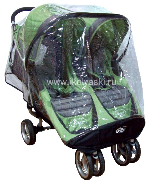 аксессуар для детской коляски: дождевик на детскую трехколесную прогулочную коляску от американского производителя, на коляску  Baby Jogger City Mini Double - Бэби Джоггер Сити Мини Дабл для двойни