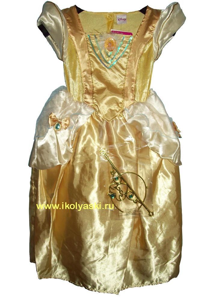 Детский карнавальный костюм Золотая Принцесса Золушка, Золотое платье Синдереллы, костюм Дисней, карнавальный костюм героини  сказки Шарля Перро 