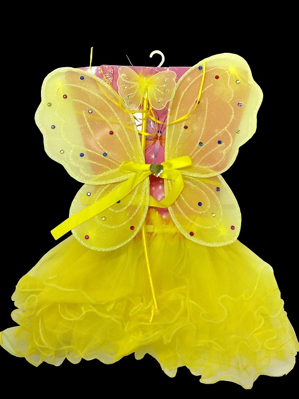 карнавальный набор бабочки: юбка с рюшами, крылья со стразами, волшебная палочка-бабочка, размер крыльев 31см, 4 цвета, артикул Е91194, фирма Snowmen, карнавальный набор для малышей, костюм бабочки, для малышей, на 1-3 года