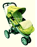 Geoby Joss, Геоби Джосс - детская трехколесная прогулочная коляска, всесезонная, утепленная, новая расцветка 2010 - желтая, неоновая с фисташковым оттенком