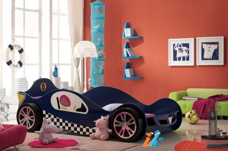  детская Кровать - машина Lotus, материал МДФ, цвета: красный и синий, размер спального места 190х90 см, кровать-машина для мальчиков, мебель для мальчика, детская кровать в виде машины, кровать формула, кровать макларен