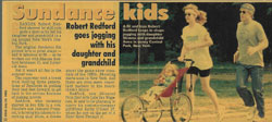 Роберт Рэдфорд с дочерью и внучкой на пробежке , ребенок в коляске Baby Jogger Бэби Джоггер