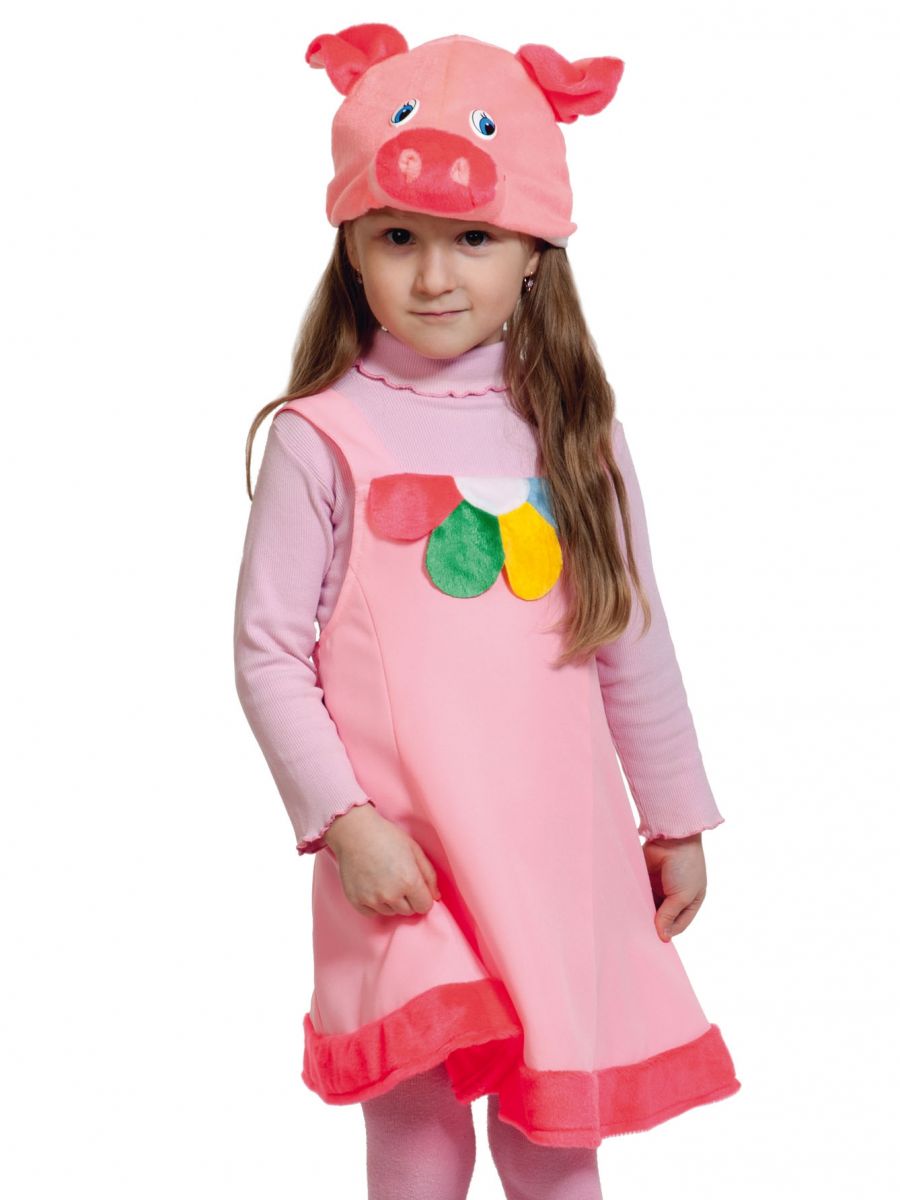 Костюм Поросюшки, костюм Свинки, костюм Поросенка для девочки Розовый Ткань-Плюш, рост 92-122 см, на 2-6 лет