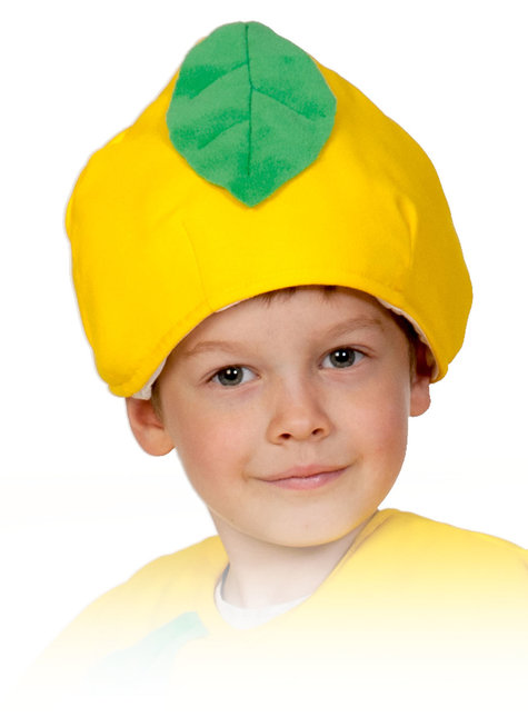 Шапка Лимона, детская карнавальная шапка фрукта Лимона, шапка Принца Лимона безразмерная, артикул 4126, Карнавалофф