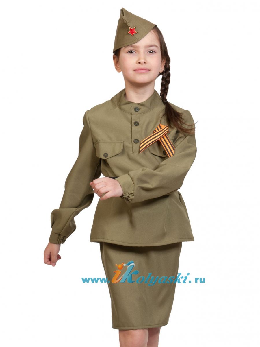  Костюм Солдаточки для девочки, костюм солдатки ВОВ для девочки, костюм солдата для девочки, детский  солдатский костюм для девочки,  размер XXL, рост 146-152 см, 11-13 лет