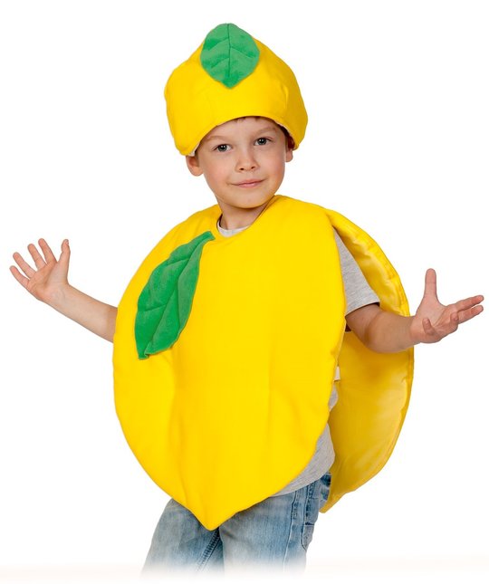 Костюм Лимона детский,  костюм Лимона для мальчика, костюм Лимона для девочки,  артикул 5226, размер единый на рост 98-128 см, на 4-7 лет, Карнавалофф
