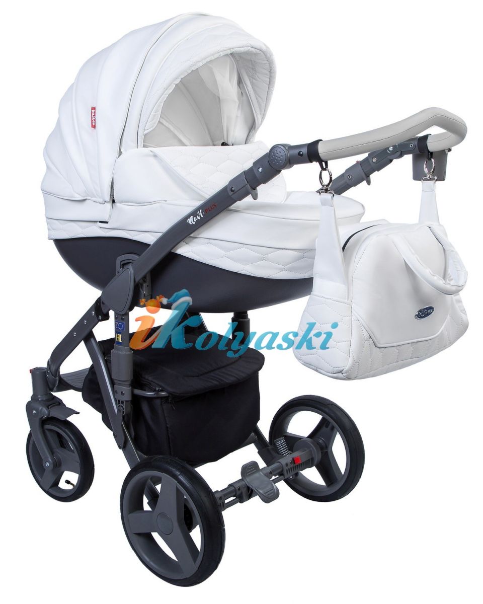 Kajtex Navy Plus Soft 2 в 1 экокожа и Basic Collection ткань, детская коляска для новорожденных, модульная на поворотных колесах, 2 в 1 Roan Bass Soft  - Роан Басс шасси Софт, обшивка люльки экокожа или ткань. Новинка 2018. Цвет 821А7838  экокожа 