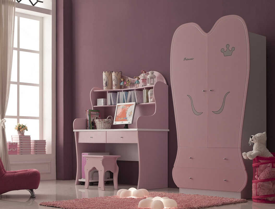 Стул-скамейка для рабочего стола, серия Любимая Принцесса, материал МДФ, детская мебель, мебель для детской комнаты, мебель для детской комнаты, мебель для девочки, розовая мебель в детскую комнату
