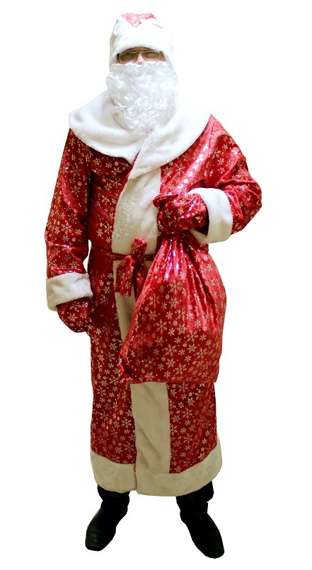 Новогодний костюм Деда Мороза, профессиональный костюм Деда Мороза в комплекте с мешком для подарков, Батик-ЛМ