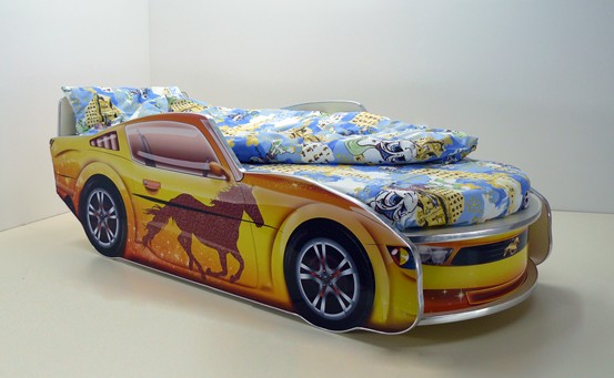 Детская кровать машина, кровать машина МУСТАНГ ПРЕМИУМ желтая, кровать машина для мальчика, кровать от 3 лет, детская кровать машина купить, машина кровать для мальчика, машина кровать для мальчика, кровать в виде машины, кровать машина фото, кровать