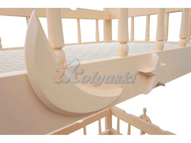 Двухъярусная детская кровать ШТИЛЬ, подростковая двухъярусная кровать в морском дизайне, двухъярусная кровать для взрослых, кровать двухъярусная из натурального дерева, ВМК-Шале, Россия, размеры и цвета разные, на фото СЛОНОВАЯ КОСТЬ