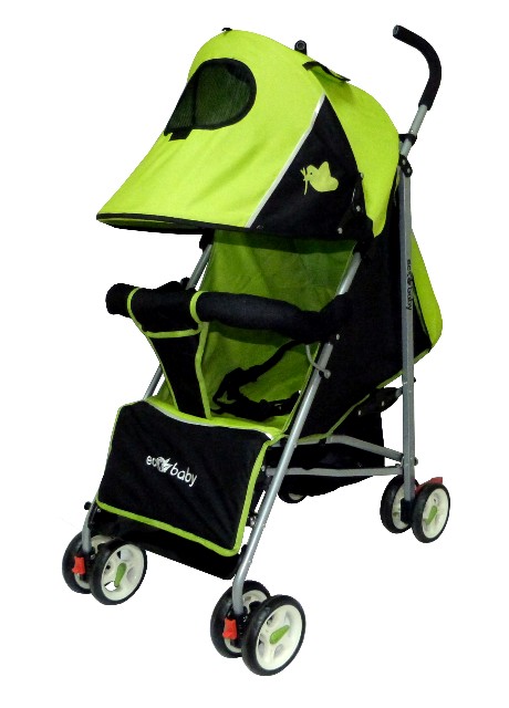 коляска-трость Ecobaby Tropic, цвет графитовый с  желтым, детская коляска трость, легкая трость, легкая коляска трость купить, бампер, колпак до бампера 