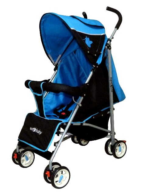 Детские коляски трости Ecobaby Tropic - это самые легкие коляски трости с лежачим положением спинки и колпаком до бампера, новинка 2012, новый цвет Sky -  ярко-голубой с графитовым. Вес коляски трости всего 5.78 кг