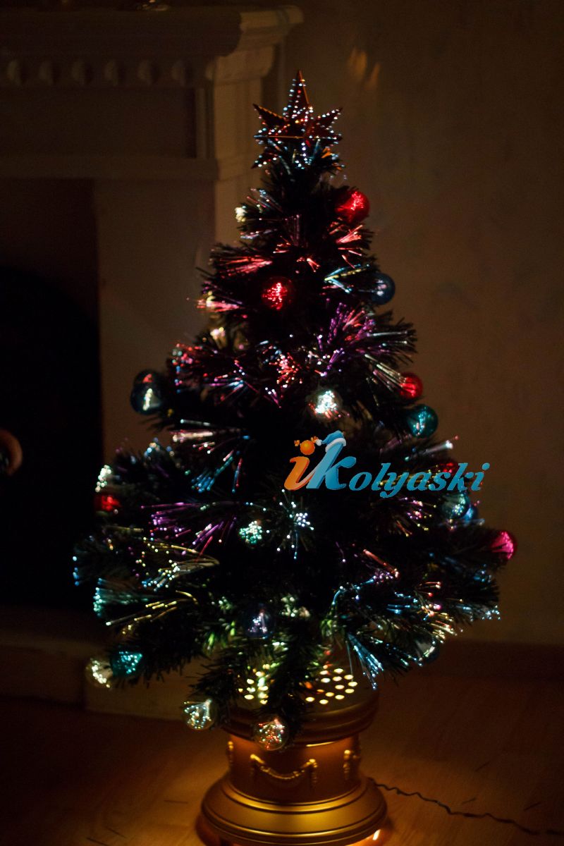 Новогодняя оптоволоконная елка световод КОРОЛЕВСКАЯ С ШАРАМИ, 91 см, верхушка 3D звезда, National Tree Company, USA