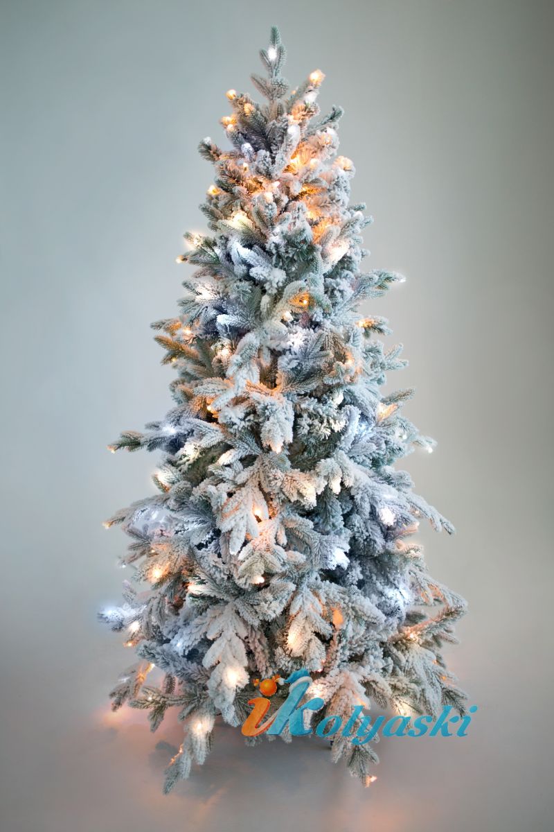 Светодиодная елка, новогодняя искусственная Ель Неаполь, елка новогодняя искусственная заснеженная с вплетенной гирляндой LED, высота 240 см, артикул KP8824SL, фирма CRYSTAL TREES