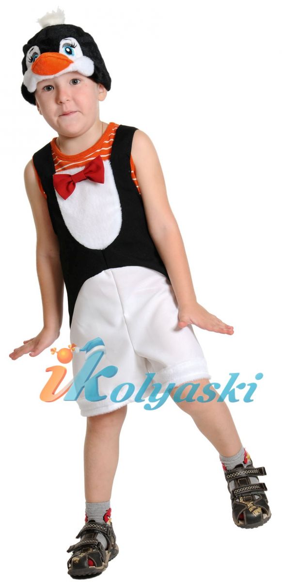 Детский карнавальный костюм Пингвина, костюм Пингвинчика, Пингвинёнка, маскарадный костюм из мягкого плюша. Костюм Пингвина ТКАНЬ-ПЛЮШ Карнавалофф