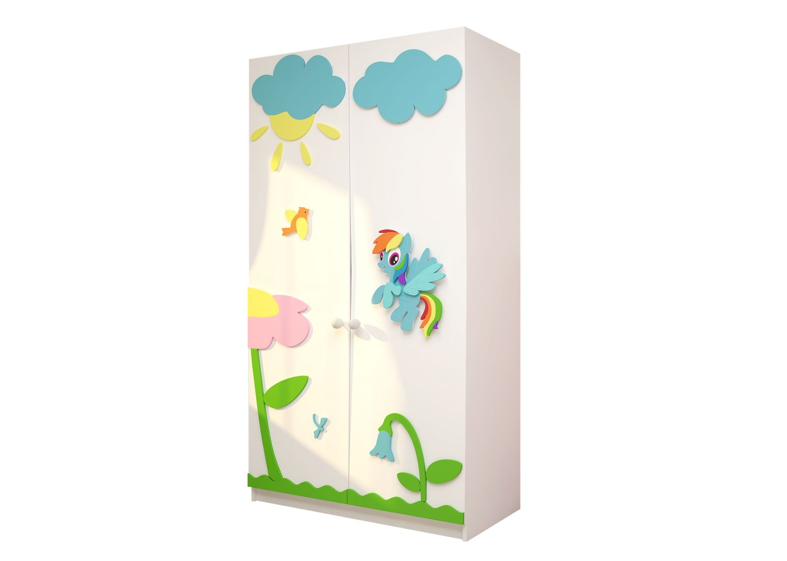 Детский шкаф для одежды 2-х створчатый Милые пони для девочек Экобейби-Д