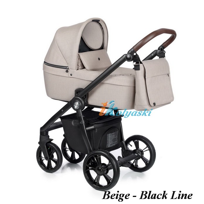 Roan Coss коляска для новорожденных 3 в 1 с компактной складной рамой новинка 2019 , цвет Biege Black Line