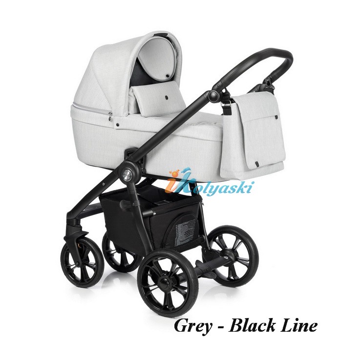Roan Coss коляска для новорожденных 3 в 1 с компактной складной рамой новинка 2019 , цвет Grey Black Line