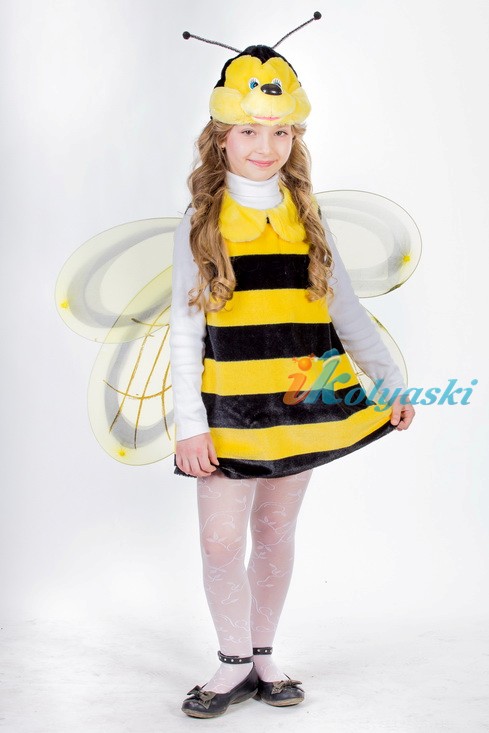 Роскошный плюшевый костюм Пчелки для девочки, костюм пчелки состоит из платья, шапки-маски с усиками и крыльев 