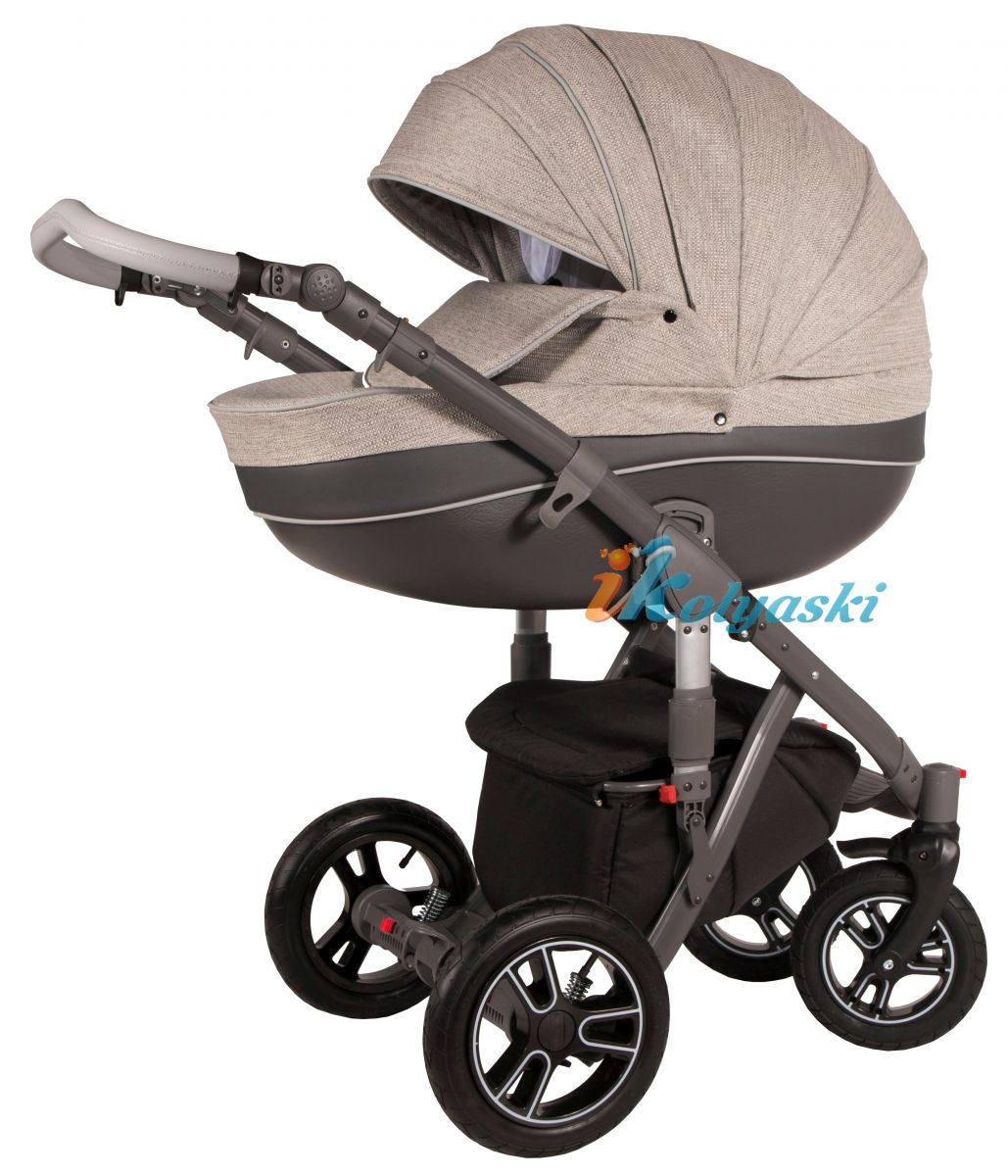 Kajtex Navy Plus Soft 2 в 1 экокожа и Basic Collection ткань, детская коляска для новорожденных, модульная на поворотных колесах, 2 в 1 Roan Bass Soft  - Роан Басс шасси Софт, обшивка люльки экокожа или ткань. Новинка 2018.