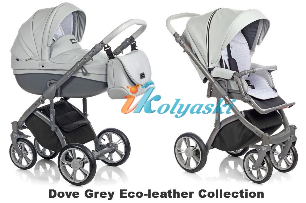 Roan Bass Soft LE 2 в 1, Eco-Leather Collection, Детская коляска для новорожденных, на поворотных колесах,  цвет Dove Grey