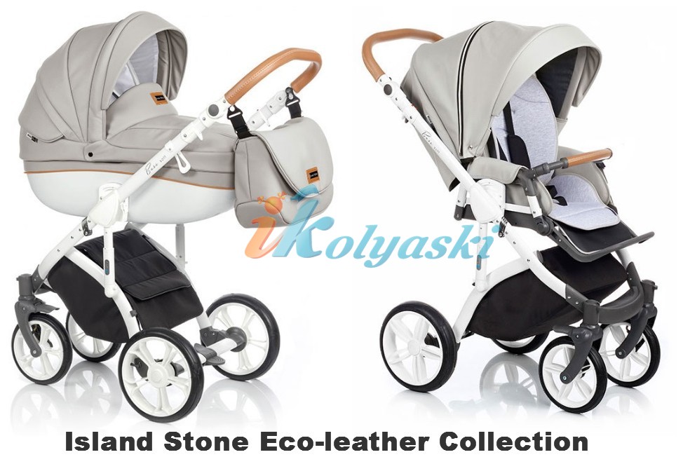Roan Bass Soft LE 2 в 1, Eco-Leather Collection, Детская коляска для новорожденных, на поворотных колесах,  цвет Island Stone