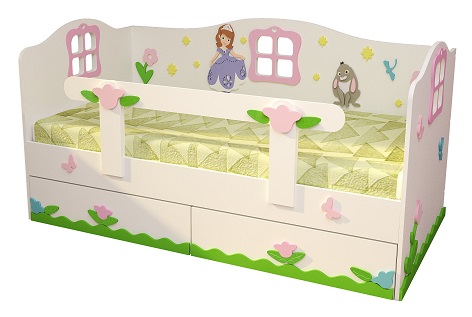 детская кровать с бортиками со съемным бортиком Принцесса, кровать от 2 лет