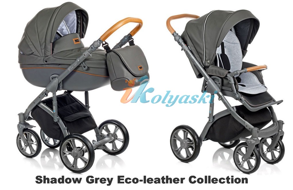 Roan Bass Soft LE 2 в 1, Eco-Leather Collection, Детская коляска для новорожденных, на поворотных колесах,  цвет Shadow Grey