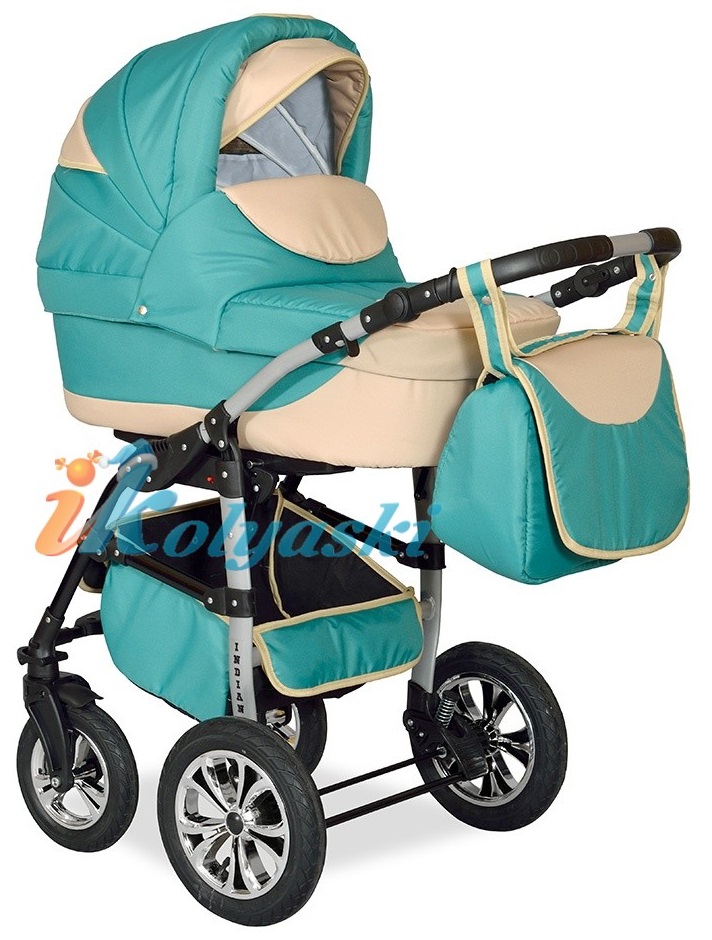 Детская Коляска 2 в 1 с поворотными колесами, коляска для новорожденных, модульная коляска с прогулочным блоком INDIANA '17  2 в 1 , фирма Smile Line, Польша. Цвет IN 28