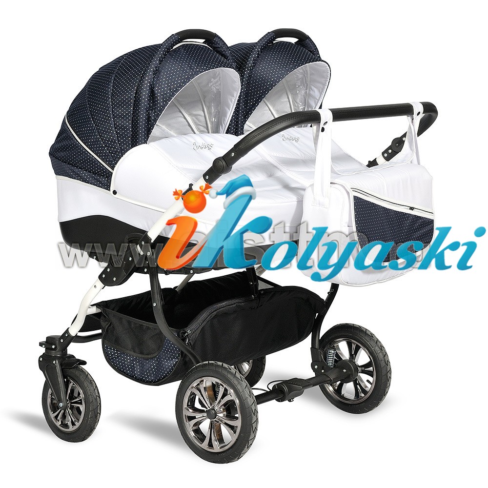 Детская универсальная коляска для двойни Slaro Indigo  Color DUO, коляска для близнецов 2 в 1, маневренная коляска для двойняшек, коляска на передних поворотных колесах, производство Польша, коляски для двойни, коляски для новорожденных